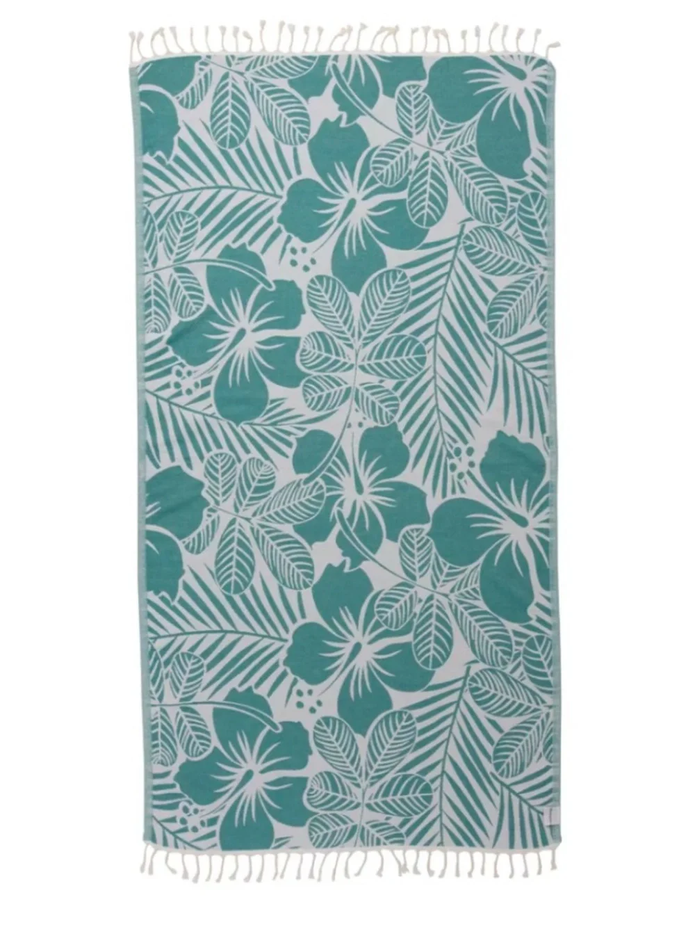 NWT InfuseZen 36”x 66” Organic Turkish Cotton Towel in Hawaiian Flower Aqua